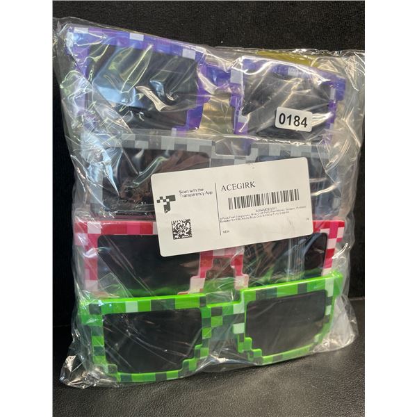 9-Pairs of Pixel/Minecraft Sunglasses for Boys/Girls - New