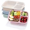 Image 1 : 4-Pack of Bento Lunch Boxes; 3-Compartment Lunch Storage/Meal Prep Containers - New