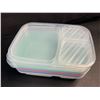 Image 3 : 4-Pack of Bento Lunch Boxes; 3-Compartment Lunch Storage/Meal Prep Containers - New