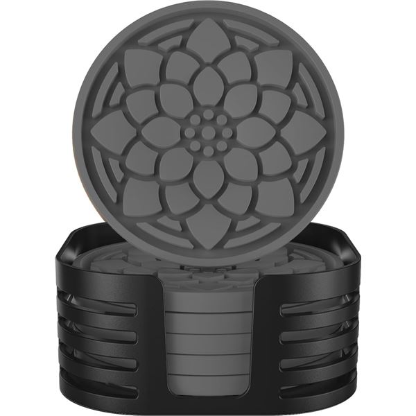 4 Boxes of Silicone Drink Coasters with Holder (6 Per Box/24 Total) Silicone Cup Coasters - New