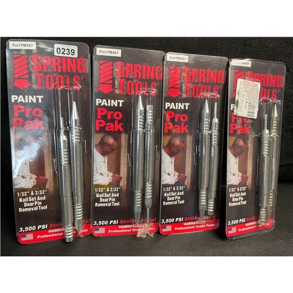 4 Spring Tools Paint Pro Paks (Nail Set and Door Pin Removal Tools) - New