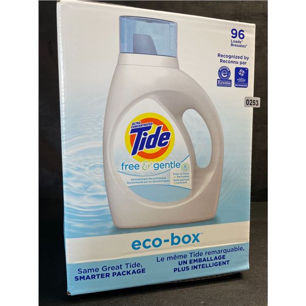 1 Tide Ultra Concentrated Free & Gentle Eco-Box Liquid Laundry Detergent - 3.1L/96 Loads - New