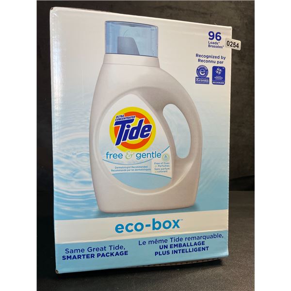 1 Tide Ultra Concentrated Free & Gentle Eco-Box Liquid Laundry Detergent - 3.1L/96 Loads - New