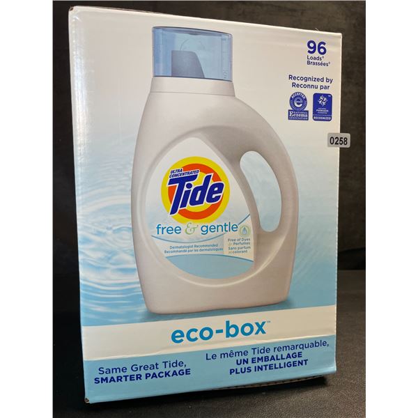 1 Tide Ultra Concentrated Free & Gentle Eco-Box Liquid Laundry Detergent - 3.1L/96 Loads - New