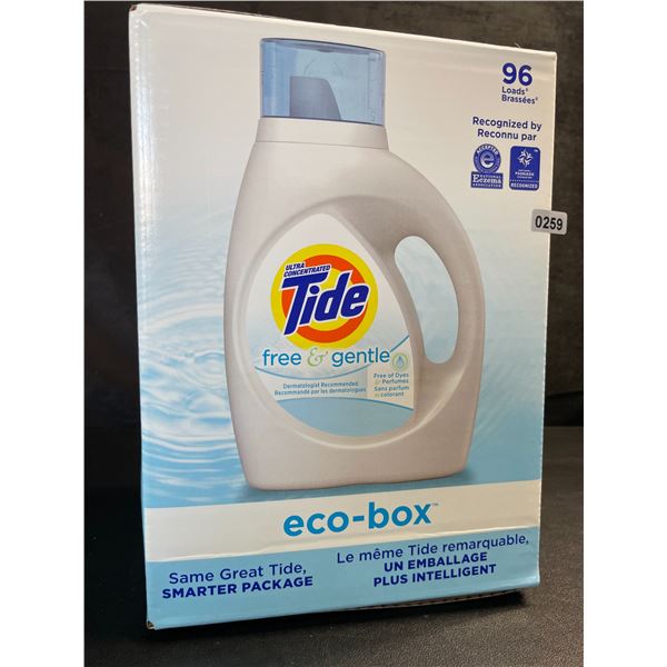 1 Tide Ultra Concentrated Free & Gentle Eco-Box Liquid Laundry Detergent - 3.1L/96 Loads - New