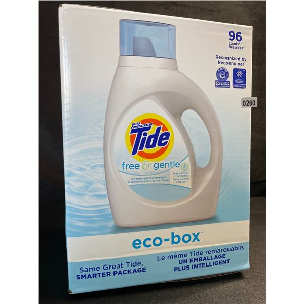 1 Tide Ultra Concentrated Free & Gentle Eco-Box Liquid Laundry Detergent - 3.1L/96 Loads - New