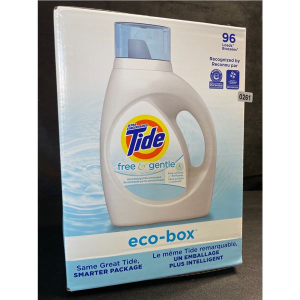 1 Tide Ultra Concentrated Free & Gentle Eco-Box Liquid Laundry Detergent - 3.1L/96 Loads - New