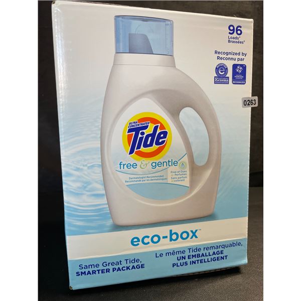 1 Tide Ultra Concentrated Free & Gentle Eco-Box Liquid Laundry Detergent - 3.1L/96 Loads - New