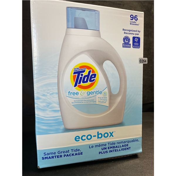 1 Tide Ultra Concentrated Free & Gentle Eco-Box Liquid Laundry Detergent - 3.1L/96 Loads - New