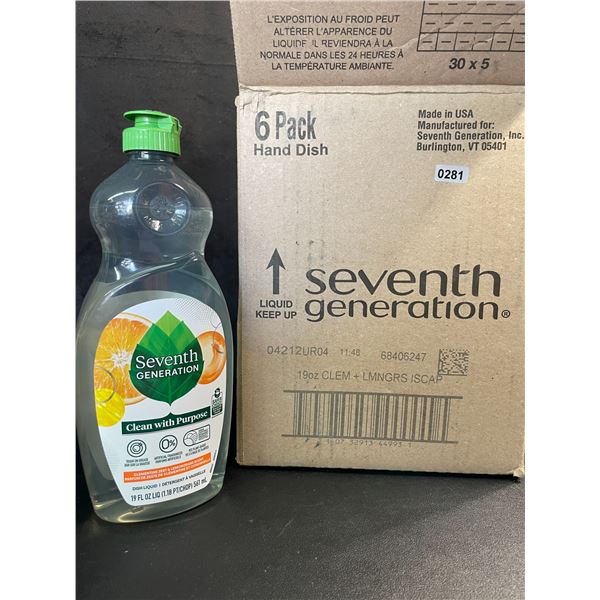 1 Case of 6 Bottles of Seventh Generation Dish Soap (561ml Each) - New