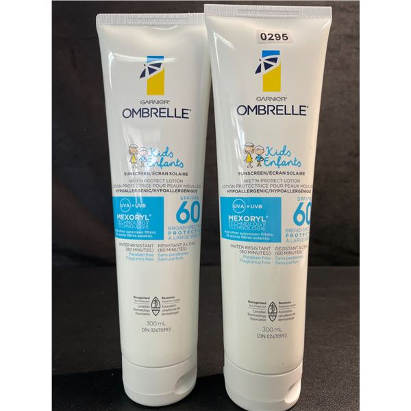 2 Garnier Ombrelle Kids SPF 60 Sunscreens for Sensitive Skin - 300ml - Water-Resistant - New