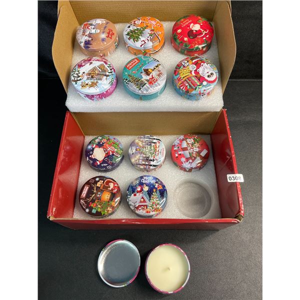 12-Pack of Scented Single-Wick Christmas Candles - New