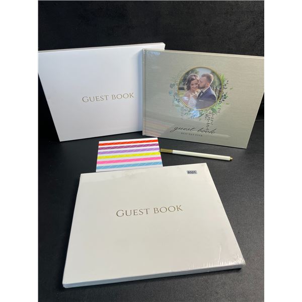 2 Wedding Guest Books - Hardcover Linen Design (8" x 10") - New