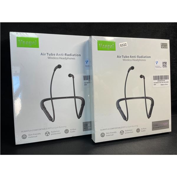 2 Pairs of Vasgel Wireless Bluetooth 5.0 Sport Headphones; Wrap-Around Neck Design - New Sealed