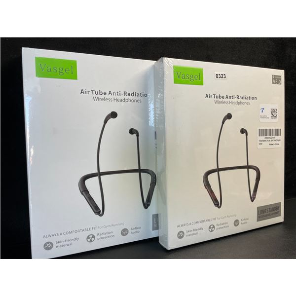 2 Pairs of Vasgel Wireless Bluetooth 5.0 Sport Headphones; Wrap-Around Neck Design - New Sealed