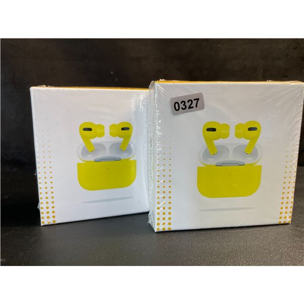 2 Pairs of AirBuds Pro Wireless Bluetooth Earbuds - Yellow - New Sealed
