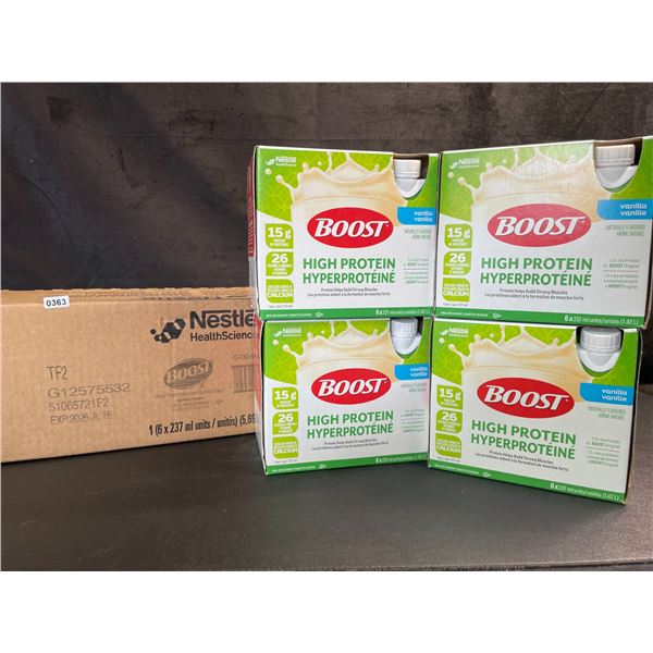 24-Pack Case of Nestle Boost High Protein Vanilla Meal Replacement Drinks; 4x 6-packs (237ml) New