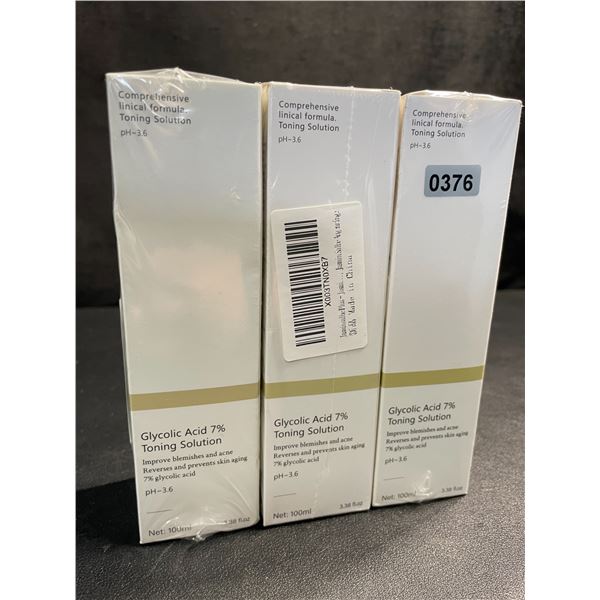 3 Glycolic Acid 7% Toning Solution (100ml); Improves Blemishes/Acne & Reduces Skin Aging - New