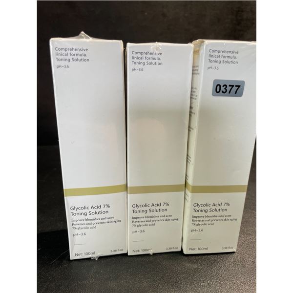 3 Glycolic Acid 7% Toning Solution (100ml); Improves Blemishes/Acne & Reduces Skin Aging - New