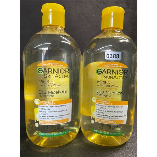 2 Garnier SkinActive Micellar Cleansing Waters - 700ml - Cleanses/Removes Makeup/Brightens Skin- New