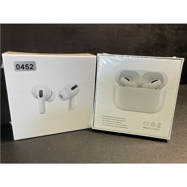 2 Pairs of TWS Airpod-Style Wireless Earbuds with Charging Cases - White - New