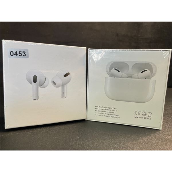 2 Pairs of TWS Airpod-Style Wireless Earbuds with Charging Cases - White - New