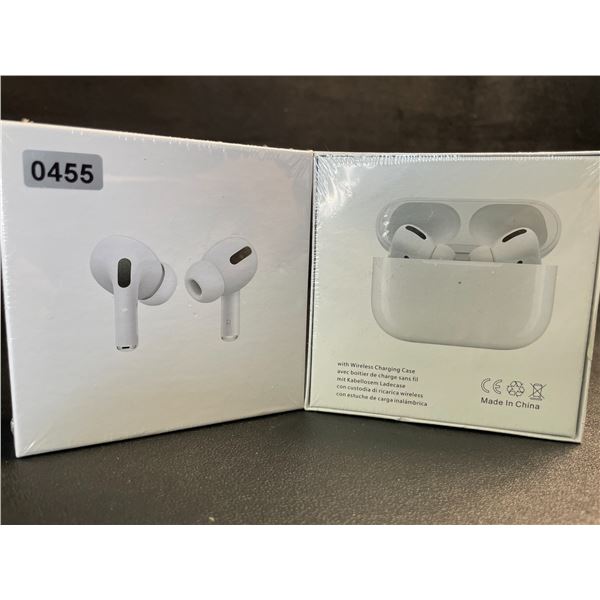 2 Pairs of TWS Airpod-Style Wireless Earbuds with Charging Cases - White - New