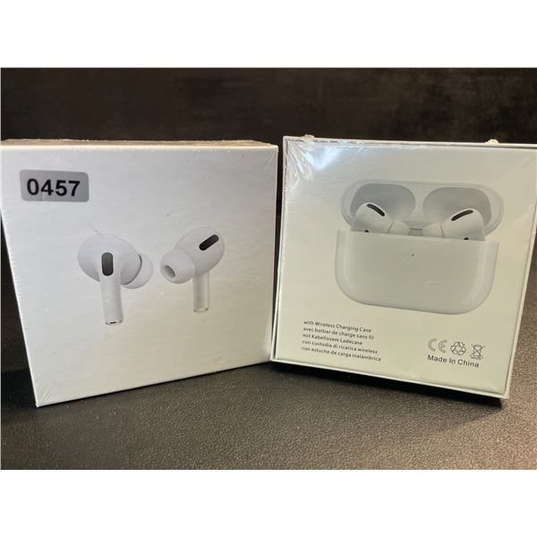 2 Pairs of TWS Airpod-Style Wireless Earbuds with Charging Cases - White - New