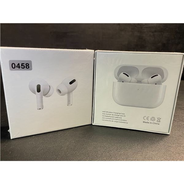 2 Pairs of TWS Airpod-Style Wireless Earbuds with Charging Cases - White - New