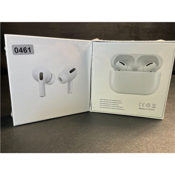 2 Pairs of TWS Airpod-Style Wireless Earbuds with Charging Cases - White - New