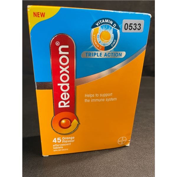 1 Box of Redoxon Triple Action Vitamin D, C, and Zinc Immune Support Tablets - 45 Count - New