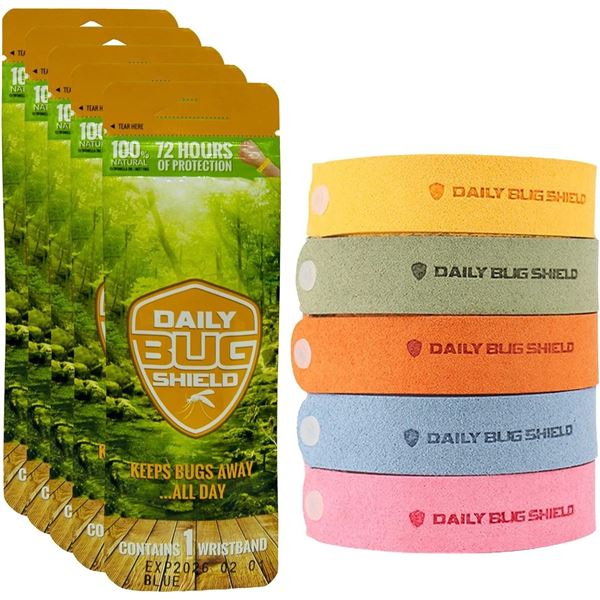 10-Packs of Daily Bug Shield Natural Mosquito Repellent Bracelets (10 Wristbands) - New