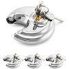Image 1 : 4-Pack of Stainless Steel Disc Padlocks with 3/8" Shackle - 2 3/4" Wide - For Storage/Sheds - New