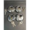 Image 3 : 4-Pack of Stainless Steel Disc Padlocks with 3/8" Shackle - 2 3/4" Wide - For Storage/Sheds - New