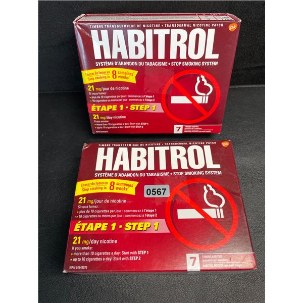 2 Boxes of Habitrol Transdermal Nicotine Patches for Stopping Smoking - 21mg - New