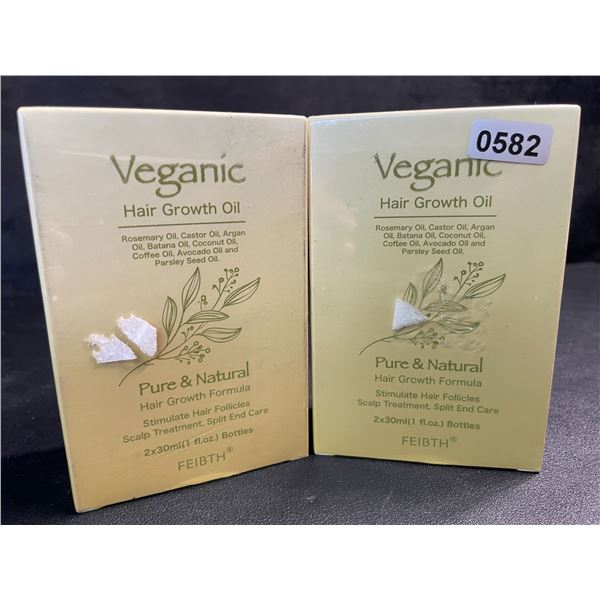2 Boxes of Veganic Hair Growth Oil - Pure & Natural Hair Growth Formula (2 x 30ml Bottles Per) New