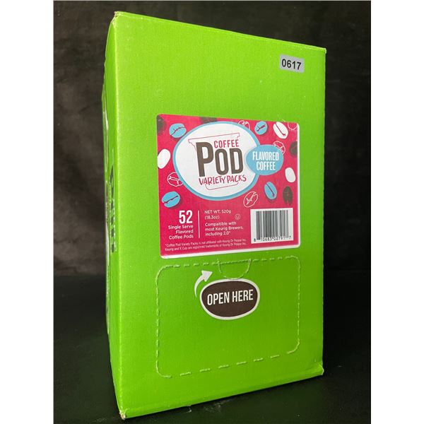 1 Box of 52 Coffee Pods Variety Pack - Flavoured Coffee (52 Single Serve Keurig K-Cups) - New