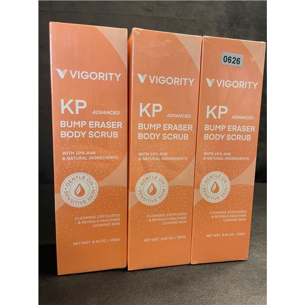 3 Vigority KP Advanced Bump Eraser Body Scrubs - Cleanses/Exfoliates Skin/Reduces Bumps - New