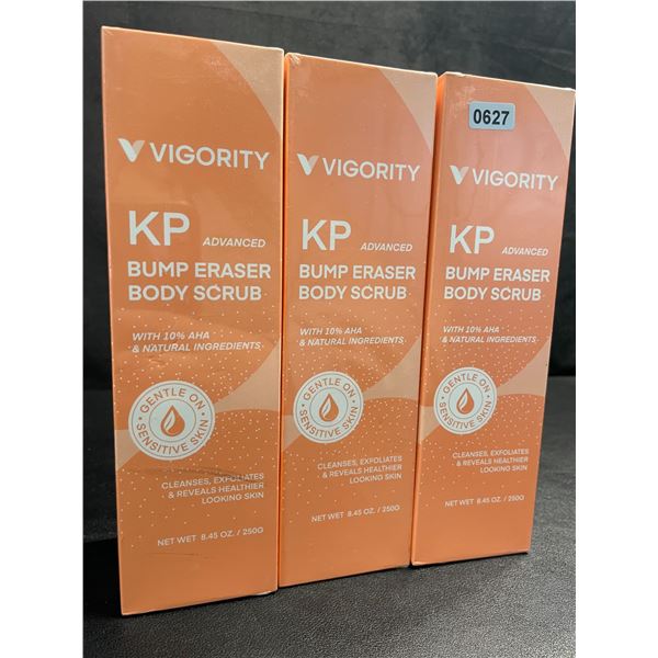 3 Vigority KP Advanced Bump Eraser Body Scrubs - Cleanses/Exfoliates Skin/Reduces Bumps - New
