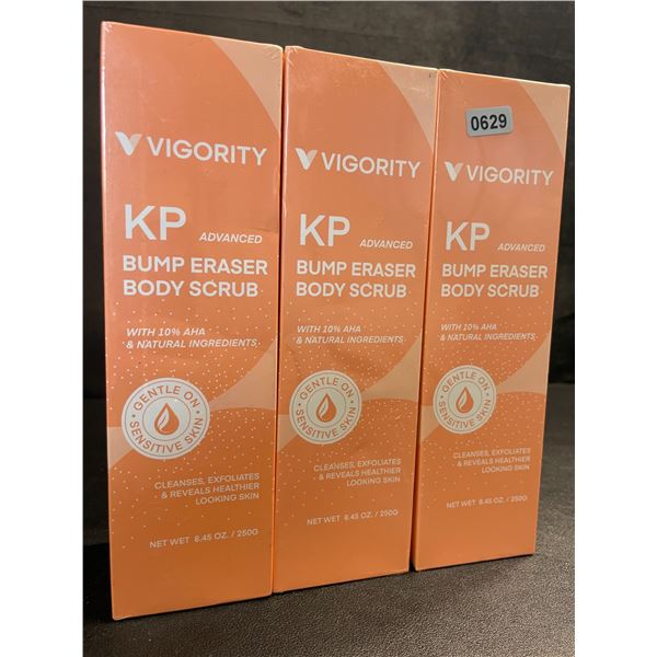 3 Vigority KP Advanced Bump Eraser Body Scrubs - Cleanses/Exfoliates Skin/Reduces Bumps - New