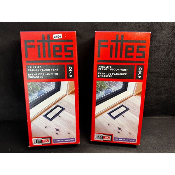 2 Fittes Aria Lite Framed Floor Vent 4"x10" - New