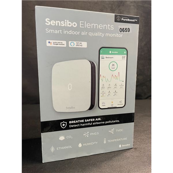 1 Sensibo Elements Smart Wifi Indoor Air Quality Monitor - Detects Harmful Airborne Pollutants; NEW!