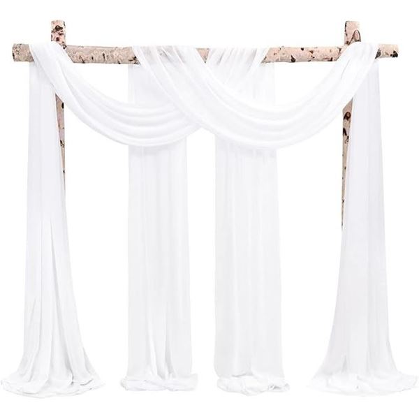 1 2-Pack of Wedding Arch Panels/Chiffon Fabric Drapes (28" x 20FT) Cream White - New in Box