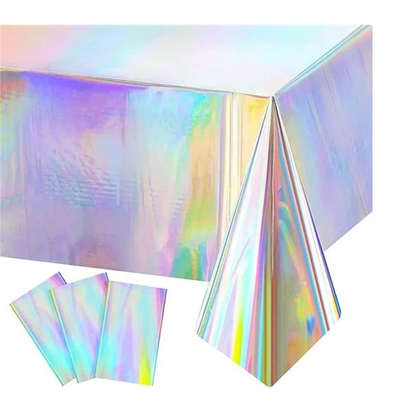 5 3-Packs of Holographic Foil Plastic Table Cloths (54 x 108") 15 PCS Total - New