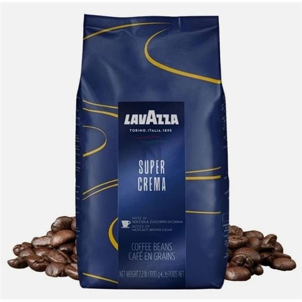 1KG Bag of Lavazza Super Crema Coffee Beans; Medium Espresso Roast Coffee - New