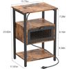 Image 2 : 1 Farmhouse Side Table Nightstand with Charging Station/USB Ports - Rustic Brown - New (Assem. Req)
