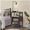 Image 4 : 1 Farmhouse Side Table Nightstand with Charging Station/USB Ports - Rustic Brown - New (Assem. Req)