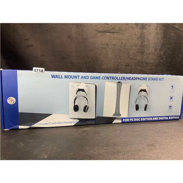 1 Wall-Mount for PS5 Disc Edition; Mountable Console/Controller/Headset Kit - New