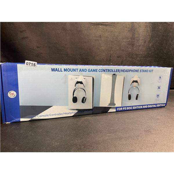 1 Wall-Mount for PS5 Disc Edition; Mountable Console/Controller/Headset Kit - New
