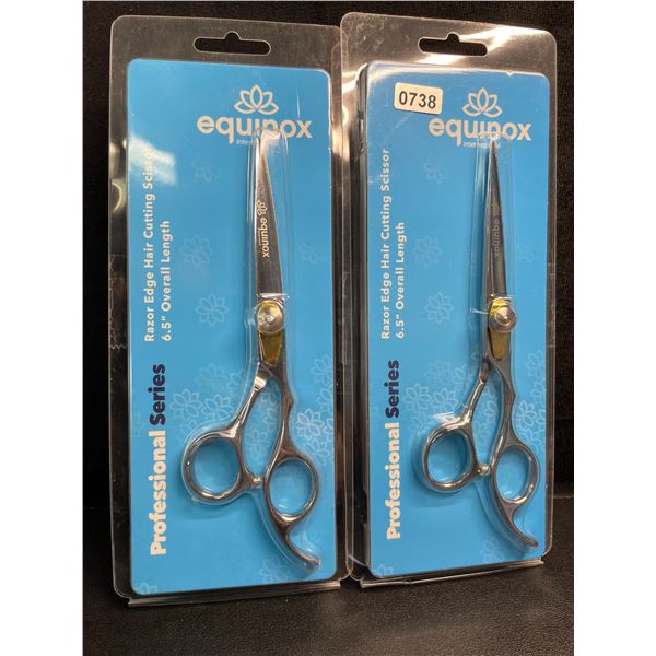 2 Pairs of Equinox Stainless Steel Razor Edge Hair Cutting Scissors - New
